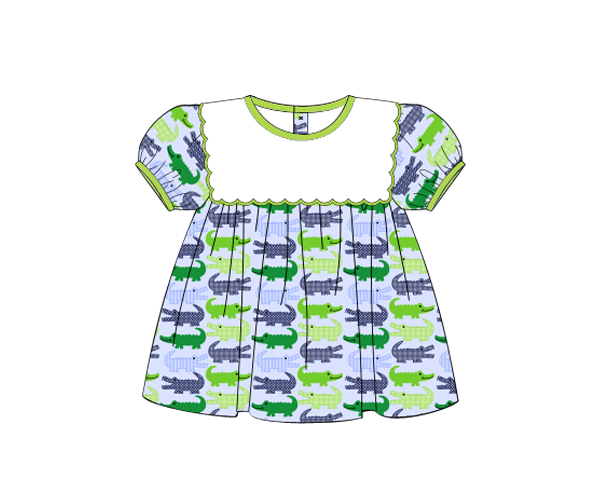 Alligators printed girl dress for baby girls - DR 2821